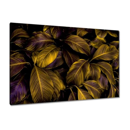 Peinture imprimée sur toile pour habiller un grand mur vide tableau feuilles miel 120x80cm