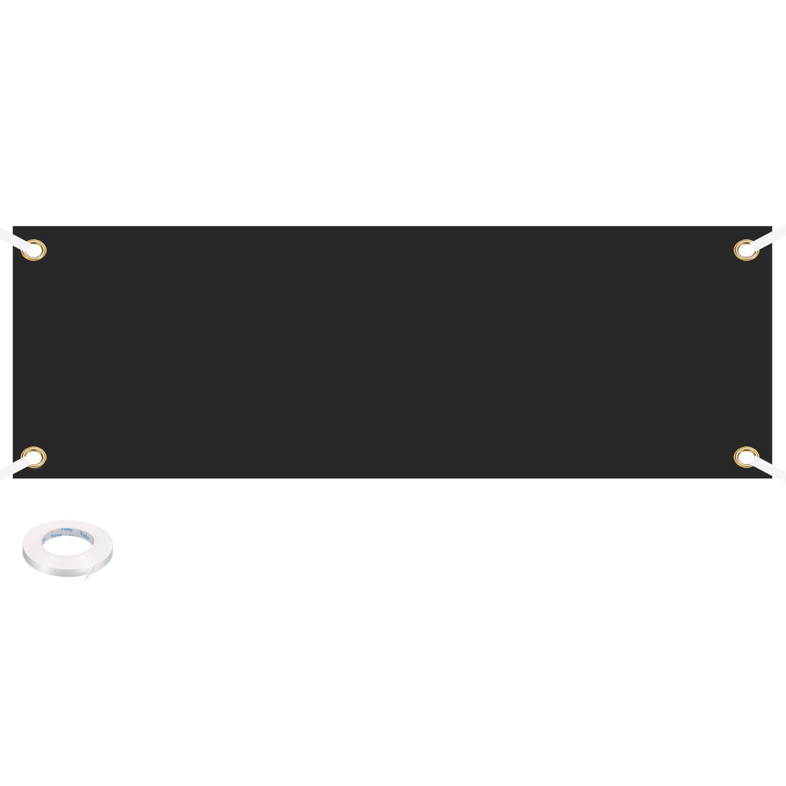 PATIKIL Blank Banners Signs to Decorate 2'x6' Sublimation Black Banner with Hanging Rope for Business Outside Outdoor Wall