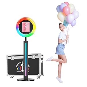 Photo Booth Compatible with Any Ipad, OHYEAHSPIN Photo Booth with Software App Control Ring Box, Music Sync,IPad Selfie Machine with Flight Case