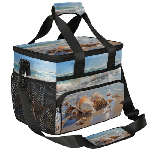 Shells Insulated Picnic Backpack Lunch Box for Women Men Picnic Basket Tote Lunch Bag Picnic Bag Portable Lunch Bags for Picnic, Beach, Work, Trip,Office, Camp Shells On Sea Shore