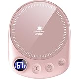 KitchekShop Coffee Mug Warmer - Fastest Heating & Highest Temperature, Coffee Cup Warmer for Desk Auto Shut Off, 4 Temp Settings & 1-12H Timer, Smart Electric Beverage Warmer for Coffee, Tea (Pink)