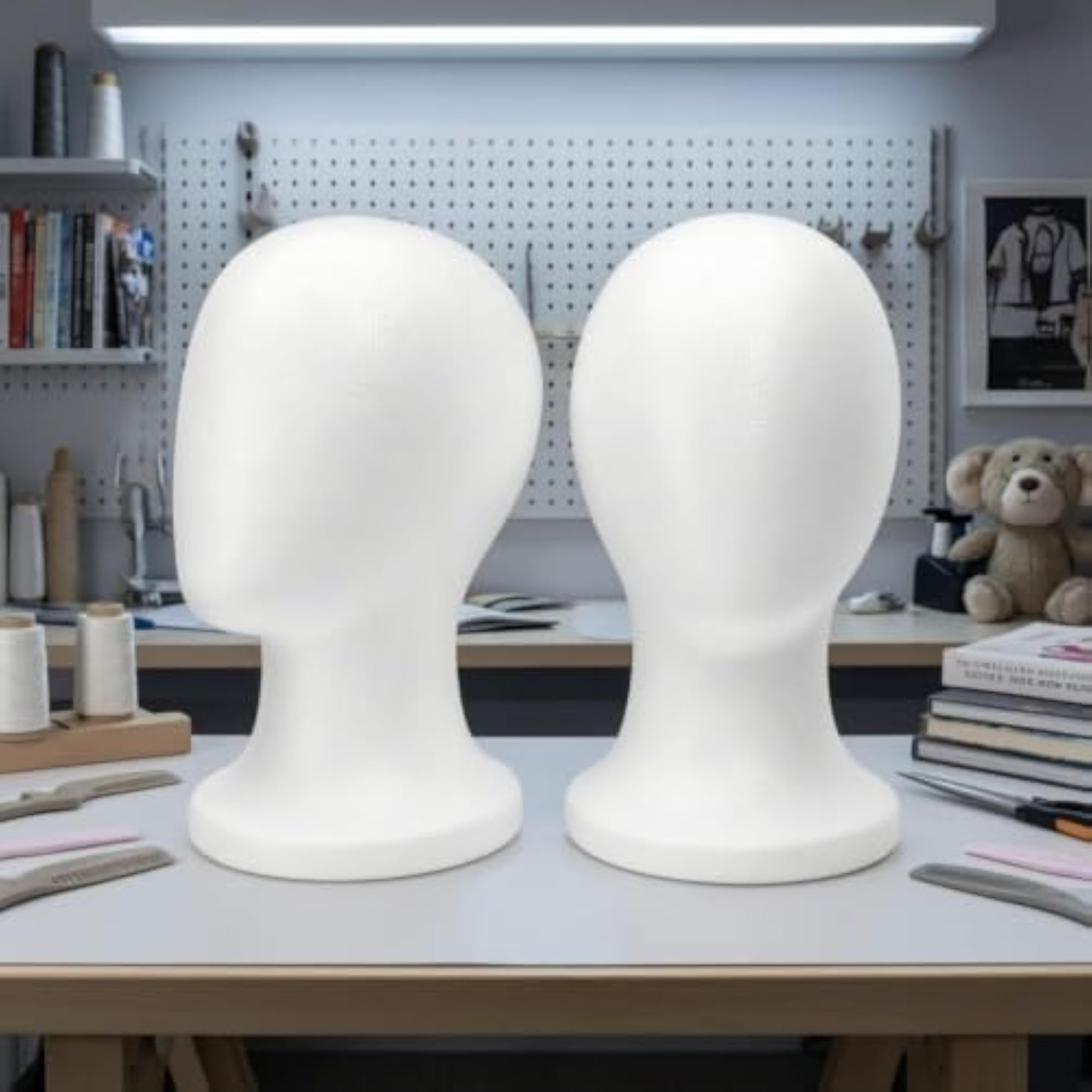 2 Pieces White Head Lightweight Hairpiece Head Model, 2-Pack