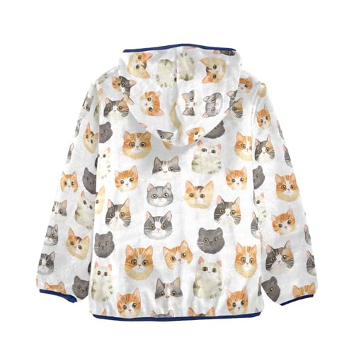Cat Toddler Fleece Jacket Baby Boys Hooded Zipper Long Sleeve Thick Warm Outerwear 3-10 Years2