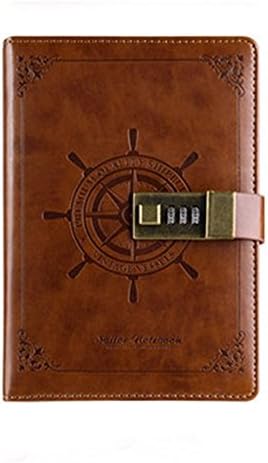 Nainaiwu PU Leather Business Notebook Classic Writing Notepads Professional Journal Book Locked with Pen Holder and Pockets (Brown)