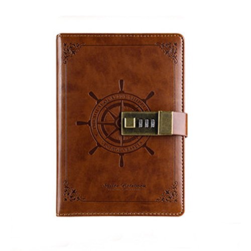 Nainaiwu Pu Leather Business Notebook Classic Writing Notepads Professional Journal Book Locked With Pen Holder And Pockets (Brown) #TOP29