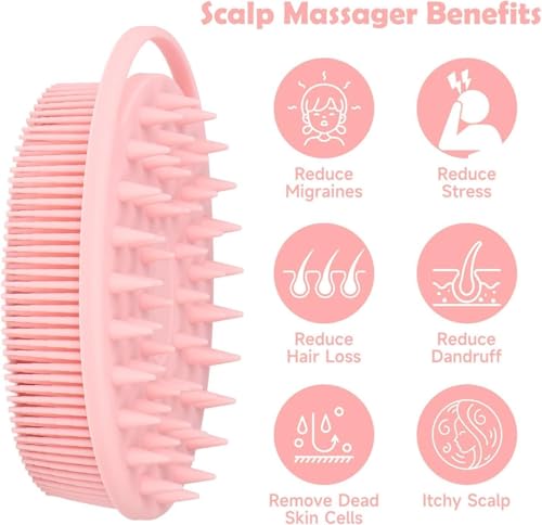 Image of Ultra Soft Primum 2-in-1 Body & Shampoo Brush, Exfoliating Silicone Bath Scrubber, Premium Silicone Loofah, Scalp Massager, Super-Exfoliating & Lathering Body Scrubber, Shower Brush | BPA-Free | for Women and Men (With A Free Hook 2-pic) (PACK OF 2-pic)