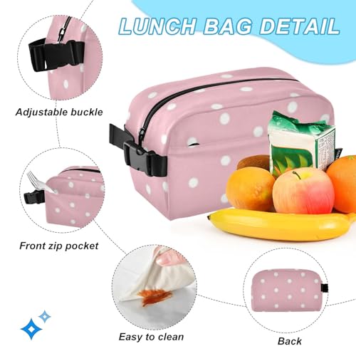 Sac à dos à pois blancs avec lunch box pour transporter les repas à l'école - 6