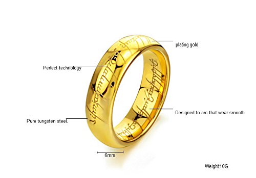 Men's 6mm Plating Gold Domed Tungsten Ring The Lord of The Rings2