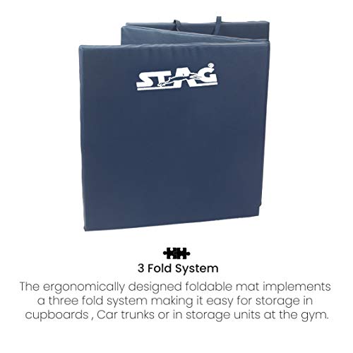 Image of STAG Multi-Purpose Foldable Fitness MAT 180 CM X 60 CM X 40 MM | Use as Tumbling mat, Gymnastics mat, Crash pad | Thick Foam | for Both Men and Women