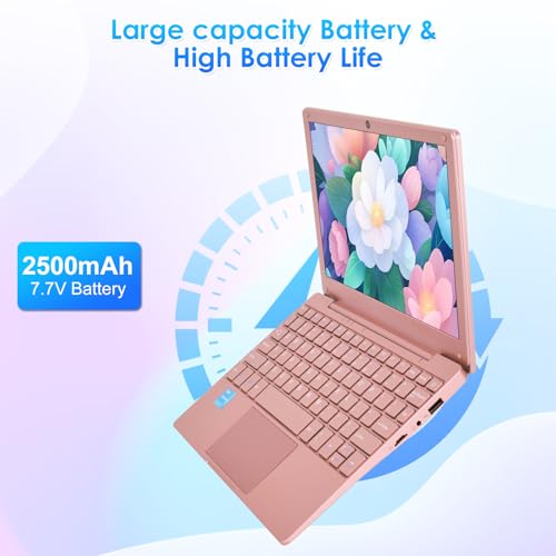 Image of Portable Mini Education Laptop Computer with in tel Celeron N4020 CPU 8GB RAM 128GB SSD HD IPS Screen, Laptop Computer for Learning, Office Work (Rose Gold, 8GB+128GB)