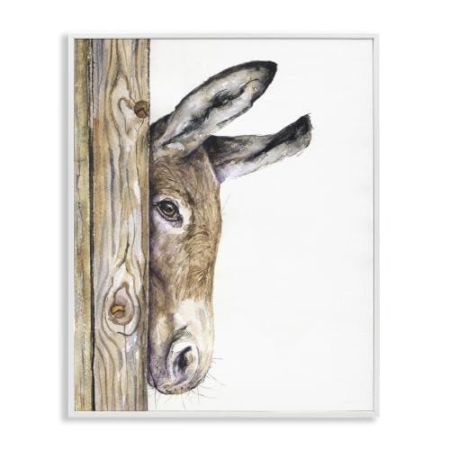 Baby Donkey Watercolor Farmhouse, 11 x 14 Inch Framed Giclée Print