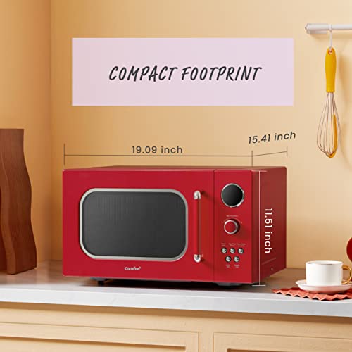 COMFEE-CM-M093ARD-Retro-Microwave-with-9-Preset-Programs-Fast-Multi-stage-Cooking-Turntable-Reset-Function-Kitchen-Timer-Mute-Function-ECO-Mode-LED-digital-display-09-cuft-900W-Red