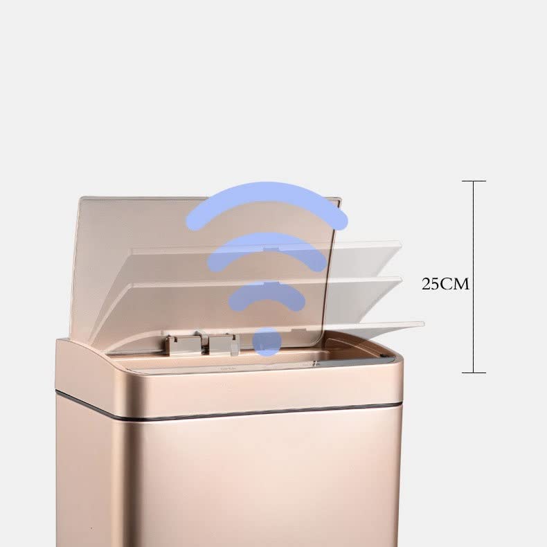 Kosz na śmieci 12 l duży kosz na śmieci kuchnia salon inteligentny czujnik kosz na śmieci trwały metalowy kosz na śmieci kosz na śmieci kuchnia (kolor: dąb)
