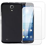 Shantime Case with 2 Pack Screen Protector Combo Compatible with Samsung Galaxy Mega 6.3 I9200, Shockproof Cover and Tempered Glass Set for Full Body Safety(Black)