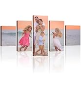 ZHIYYHAO Personalized Canvas Prints with Your Photos 5 Pieces Framed Personalized Family Portrait...