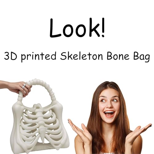 3D Printed Skeleton Bone Bag, Bag of Bones Halloween Decor, Skeleton Hand Bag, Gothic Bags, Skeleton Bones, Horror Purse2