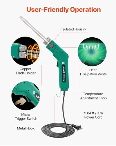 VEVOR Hot Knife Foam Cutter, 200W Electric Foam Cutting Tool, 122℉ - 932℉ Adjustable Styrofoam Cutter with 6" & 8" Cutting Blades for KT Board, Polyethylene, Sponge, Rubber - Tool Box Included - Image 5