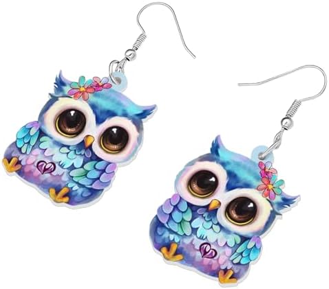 BONSNY Jewelry - Orecchini pendenti a forma di gufo, in