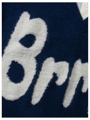 Floerns Men's Letter Knitted Long Sleeve Sweaters Collared Neck Loose Pullover Tops4