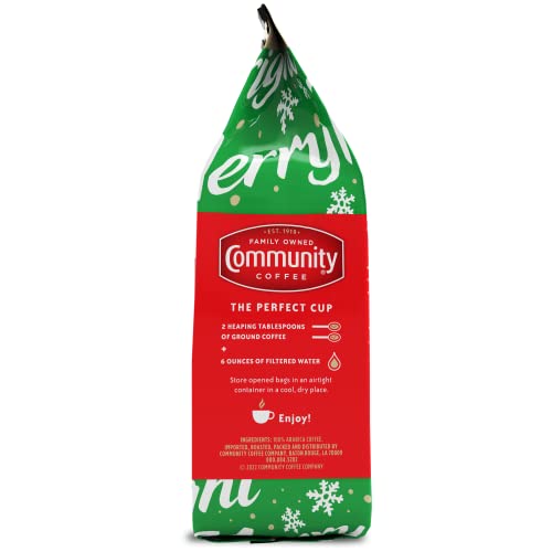 Image of Community Coffee Christmas Blend Ground Coffee, Medium Roast, 12 oz Bag (Pack of 1)
