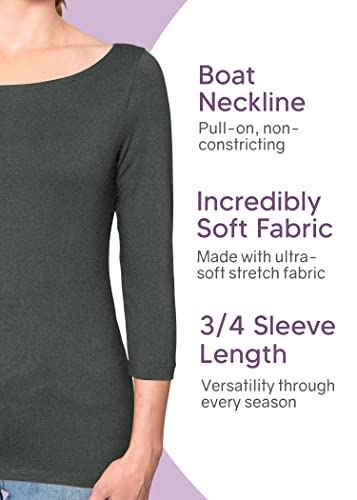 STRETCH IS COMFORT Women's and Plus Oh So Soft ¾ and Long Sleeve Boat Neck Top4