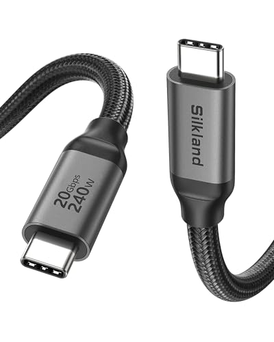 Silkland Cable USB C 3.2 Gen2×2, 20Gbps Cable de Datos USB Tipo C, USBC a USBC 3M, Carga Rápida PD3.1 240W 48V/5A, Salida de Vídeo 5K/4K@60Hz para MacBook Pro, iPad Pro, Docking, Monitor