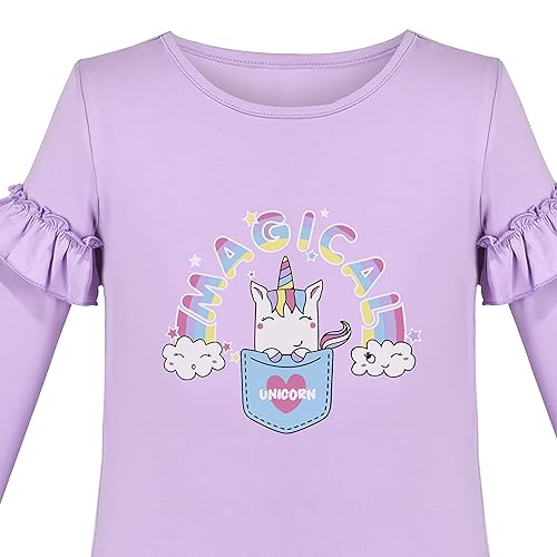 Sunny Fashion Girls White Long Sleeve T-Shirt Top Rainbow Sequins Letter Star3