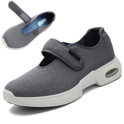 Diabetic Shoes for Men Extra Wide Slip on Lightweight Breathable Slippers Adjustable Women Walking Shoes for Elderly Arthritis Edema Swollen Feet