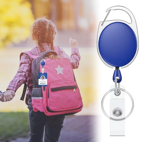 Porte-nom bleu avec enrouleur robuste pour badge d'accès - 5