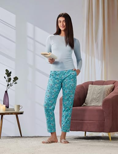 Image of Van Heusen Women's Printed Lounge Pants | Drawstrings & Side Pockets | Ultra Soft Fabric | Relaxed Fit | At home pyjamas | Everyday Comfort | Printed | Style 55306 | Available in Pack of 1 & 2