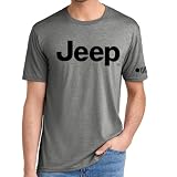Detroit Shirt Company Men's Jeep Text Logo T-Shirt - Official Licensed Jeep Wrangler Shirt, Soft Poly Cotton Tee (US, Alpha, XX-Large, Regular, Regular, Oxford Grey)