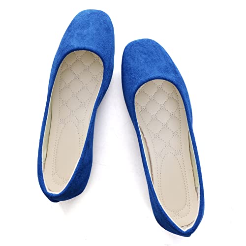 Image of ChaiRong Zhou Women Square Toe Ballets Flats Comfort Slip On Walking Shoes for Driving