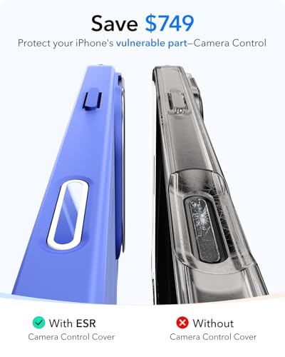 Image of ESR for iPhone 14 Pro Max Case, Compatible with MagSafe, Built-in Camera Ring Stand, Military-Grade Protection, Magnetic Phone Case for iPhone 14 Pro Max, Classic Kickstand Case (HaloLock), Clear Blue