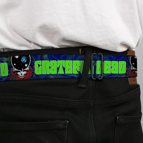 Buckle-Down Kids' Standard Seatbelt Belt Grateful Dead, Multicolor, 1.0" Wide-Fits Pant Size 20-364