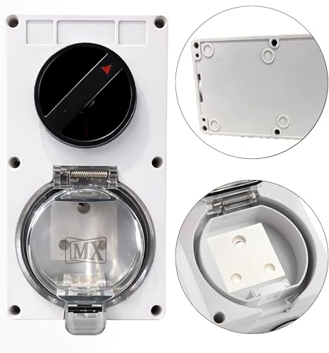 Image of MX IP66 Waterproof Outdoor Electrical Indian Socket Box 16A /250V with Spring Lid Cover, Weatherproof Dustproof ABS Enclosure for Garden Balcony Terrace indian Socket with Safety Shutter