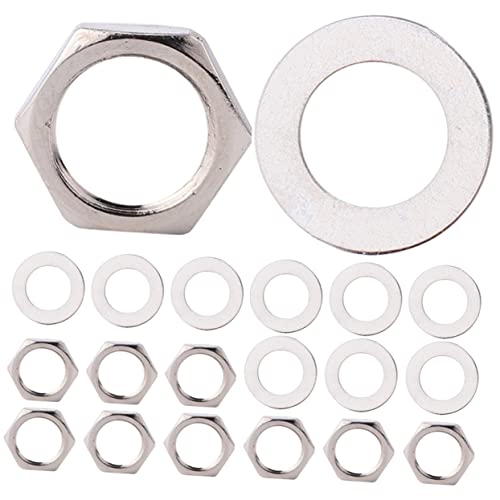 Levemolo Potentiometer Washer Stainless Steel 20pcs Potentiometer Nuts Guitar Jack Socket Nut and Washers Set