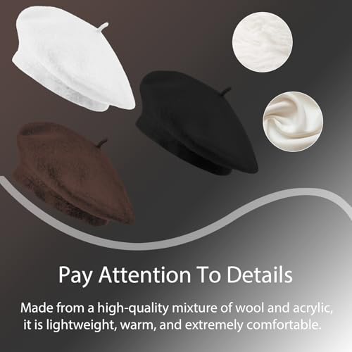 Image of Jolbndcv 6PCS Beret, French Beanie, Outdoor, Winter, Fashion Lady Hat | One Size Fits Most,Solid Color,Stretchable,for All Season