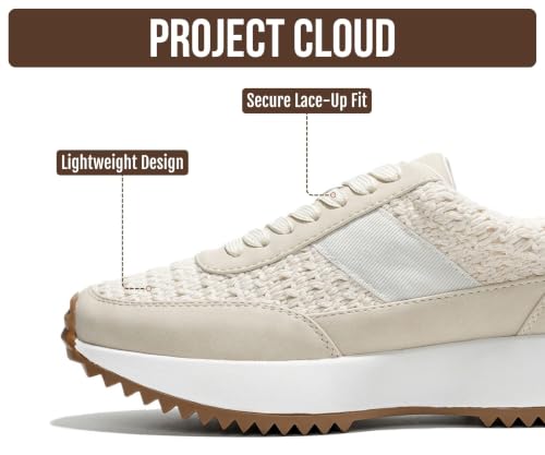 Image of Project Cloud Womens Sneakers - Memory Foam Insole and Lightweight Spring Shoes - Non-Slip Lace Up Trendy Shoes - Fashion Sneakers for Women 2026
