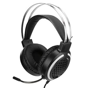 Lazmin USB gaming headset, bekabeld, PC, gaming headset met RGB-kleur, surround sound, bas, met omnidirectionele microfoon met ruisonderdrukking