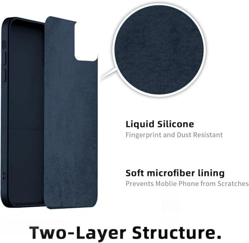 Image of DIZORO Compatible for iPhone 15 PRO Camera Protection Case 6.1, Slim Liquid Silicone 3 Layers Full Covered Soft Gel Rubber Phone Case Protective Cover - Blue