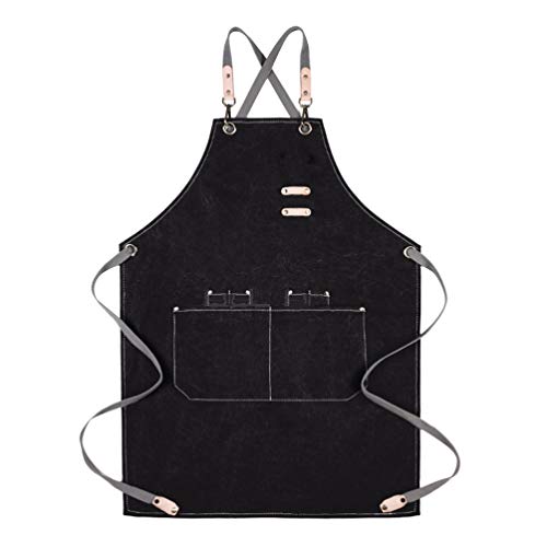 Hemoton Delantales Barista Cooking Chef BBQ Grill Delantal Halter Delantal Ajustable para Servir con Cinturón de…