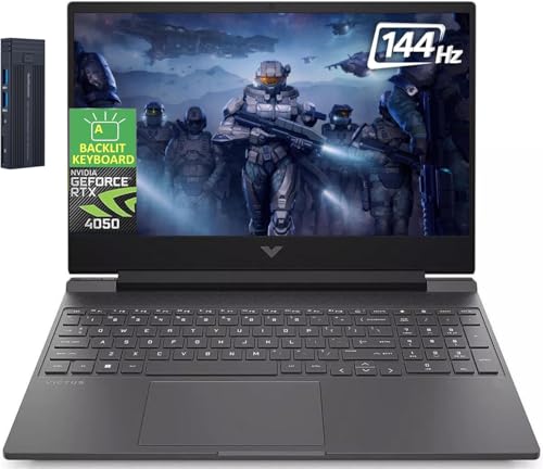 Image of HP Victus 15.6 inch FHD Gaming Laptop, AMD Ryzen 7 7445HS Processor, GeForce RTX 4050, 16GB RAM 512GB SSD, Backlit Keyboard, Bluetooth, Wi-Fi 6, Webcam, Windows 11 Home, Black
