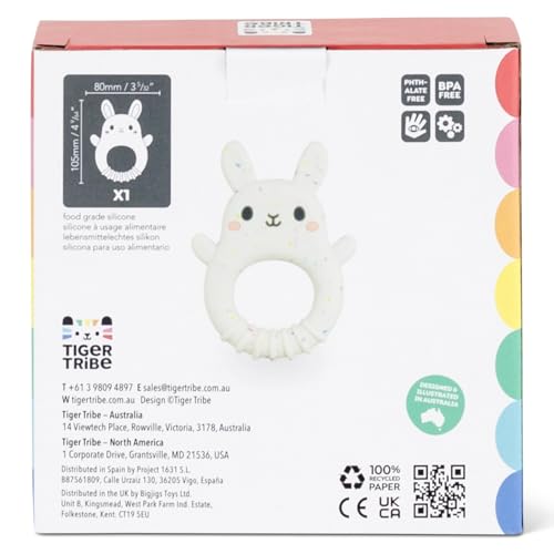 Image of Tiger Tribe Baby Silicone Teether - Bunny Shape, BPA-Free, Soft Relief for Teething, Sensory Toy for Newborns and Infants 0-18 Months