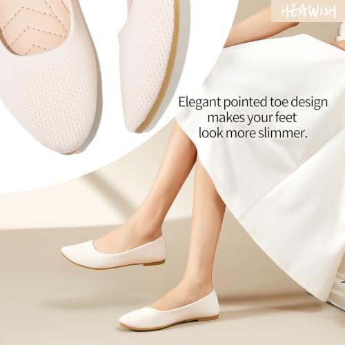 Image of Women's Ballet Flats Shoes Comfortable Mesh Pointed Toe Slip On Dress Shoes | Breathable knit, Memory insole, Lightweight & flexible, Slip-on style, Perfect for daily wear