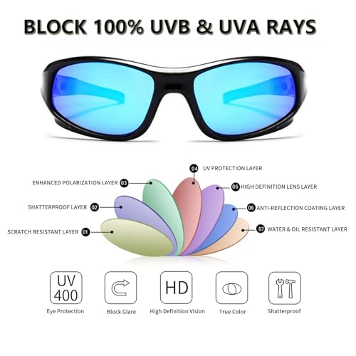 image for AODUOKE Boys Sunglasses Sports Polarized for Kids Sunglass Boys Girls 