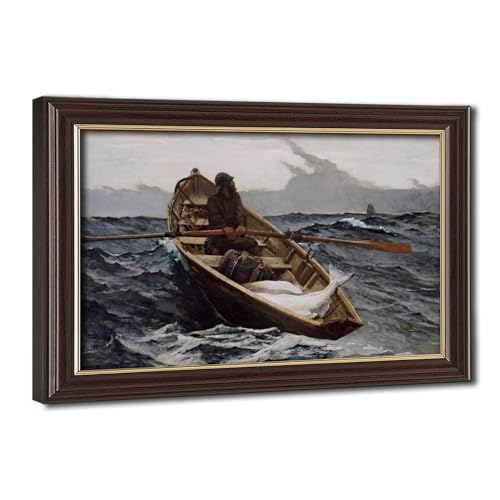 Winslow Homer The Fog Warning impression sur toile premium avec cadre suspendu