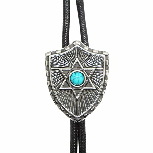 Image of Turquoise Agate Granite BOLO Tie for Men Women Leather Wedding Necklace Western Cowboy Necktie