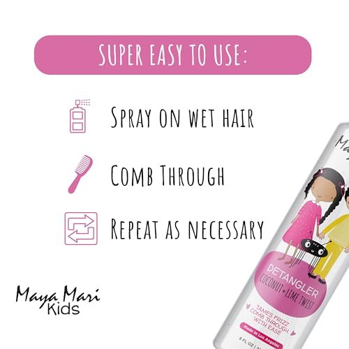 Maya Mari Kids Detangler Spray with Argan, Coconut & Lime Oils – Gentle No-Tangle Solution for Curly Hair, 8 oz – Safe & Effective for Toddlers and Babies - Image 5