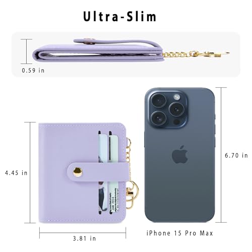 Image of Airkit Small Wallet Women RFID, PU Leather Card Holder with Keychain | Slim Compact Zipper Coin Purse for Ladies, Travel Holiday Gifts for Mom, Cute Mini Bifold Wallets