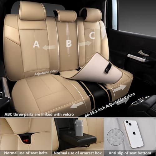 Image of CAR PASS Nappa Leather Seat Covers, Breathable Waterproof Car Seat Covers Full Set, Luxury 3D Sponge Support Full Coverage Seat Protector, Universal Fit SUV Pick-up Truck Sedan Automotive All Beige